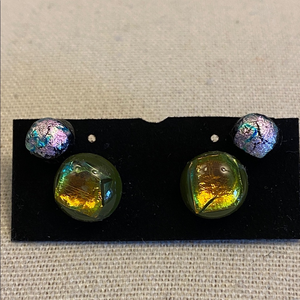 Dichroic Glass Stud Earrings